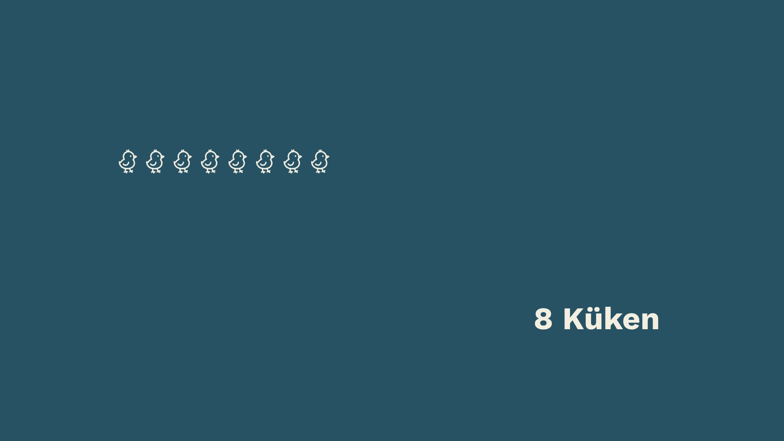 Animation: 8 gezeichnete Küken erscheinen nacheinander beim Scrollen.  