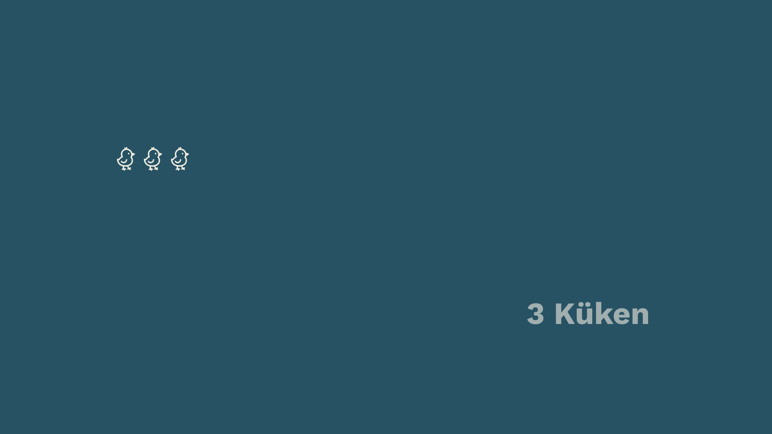 Animation: 3 gezeichnete Küken erscheinen nacheinander beim Scrollen.  