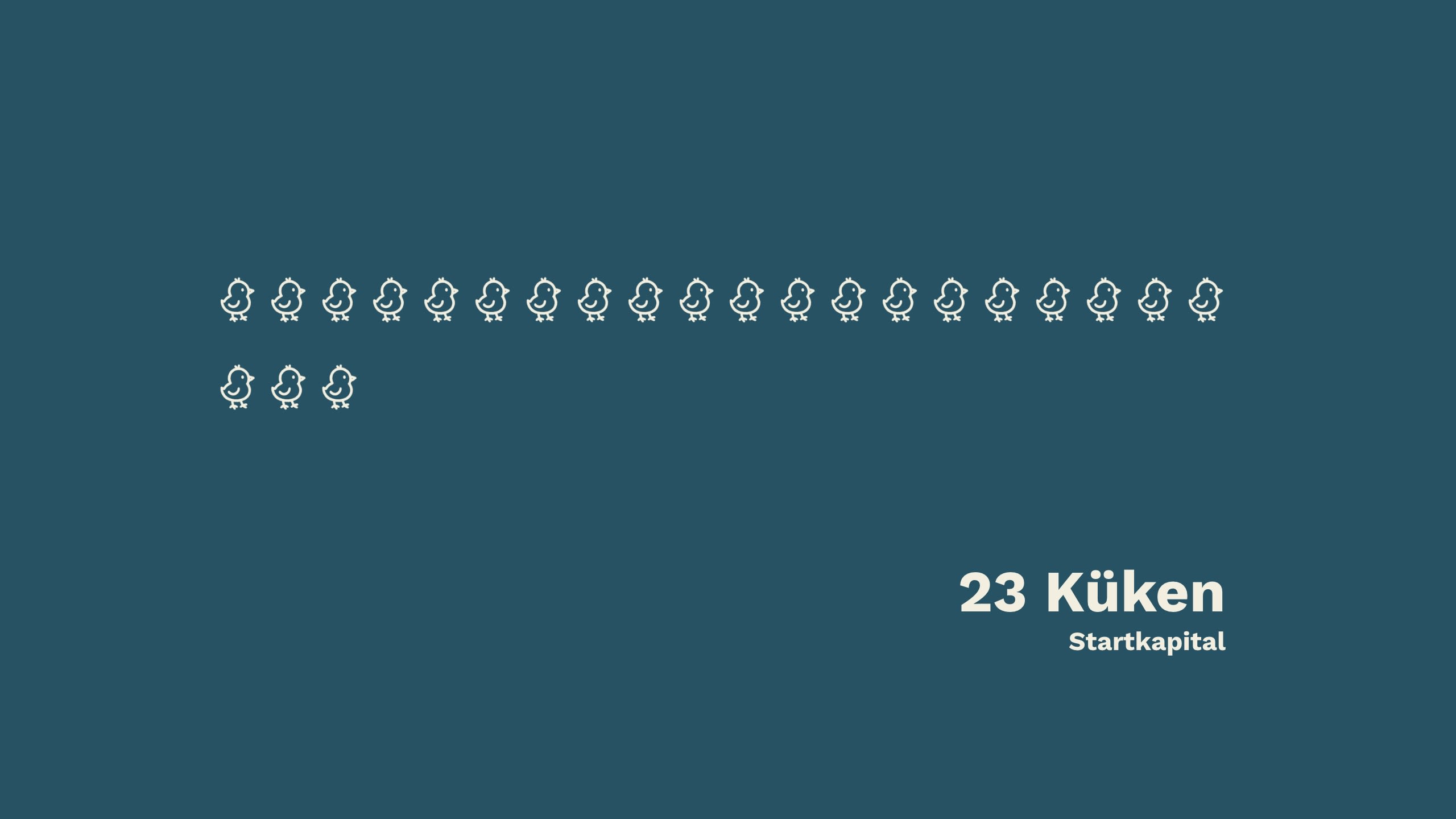 Animation: 23 gezeichnete Küken erscheinen nacheinander beim Scrollen.  