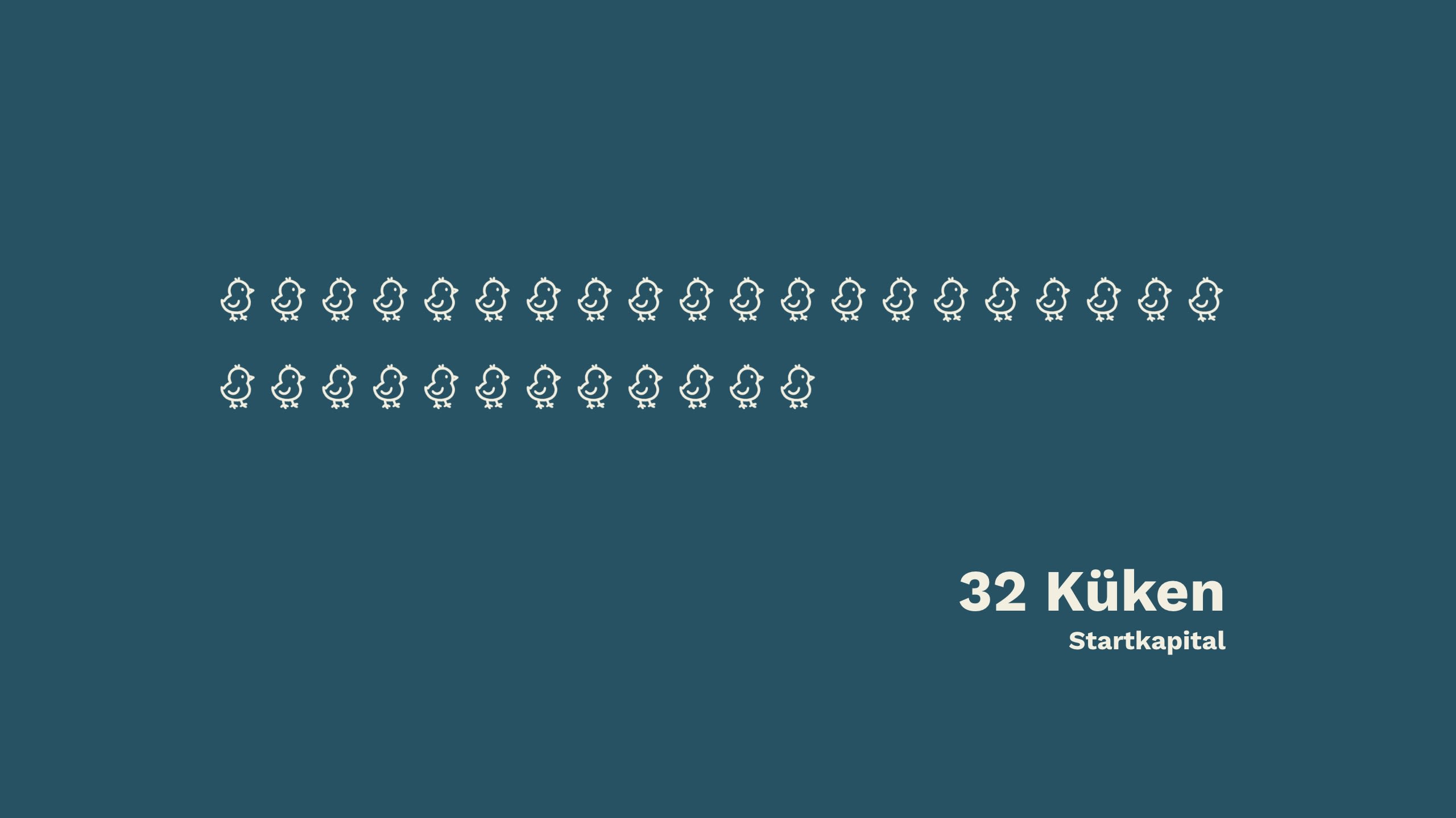 Animation: 32 gezeichnete Küken erscheinen nacheinander beim Scrollen.  