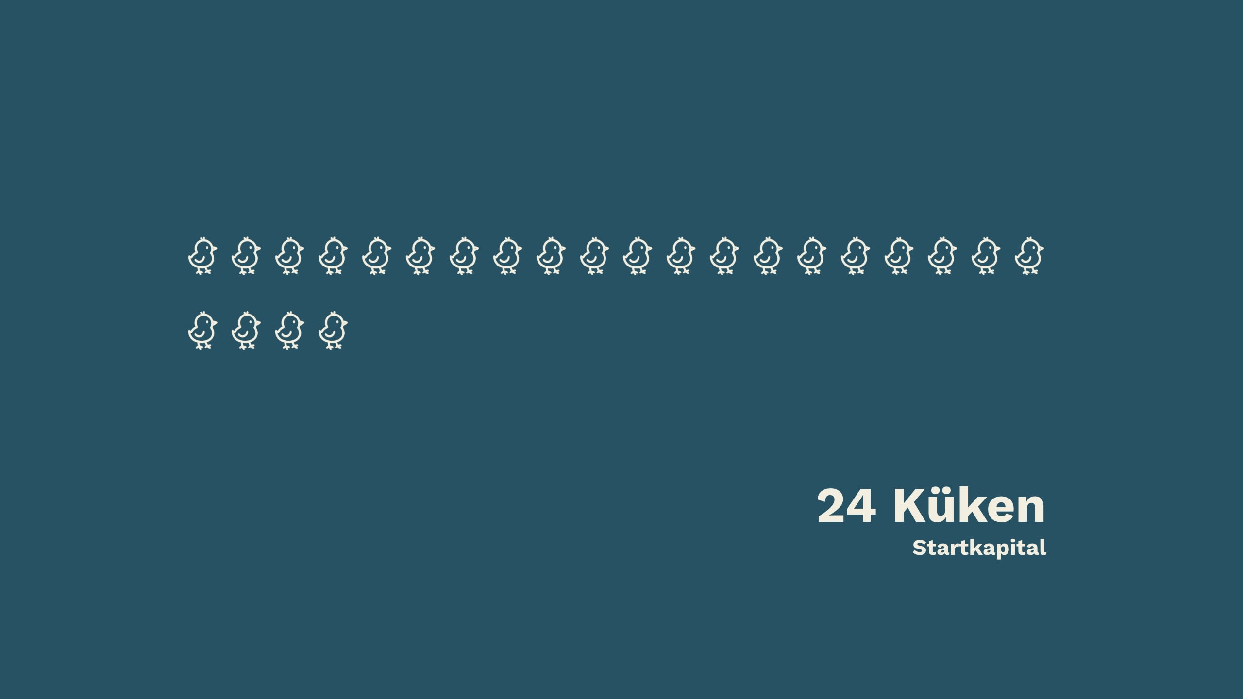Animation: 24 gezeichnete Küken erscheinen nacheinander beim Scrollen.  