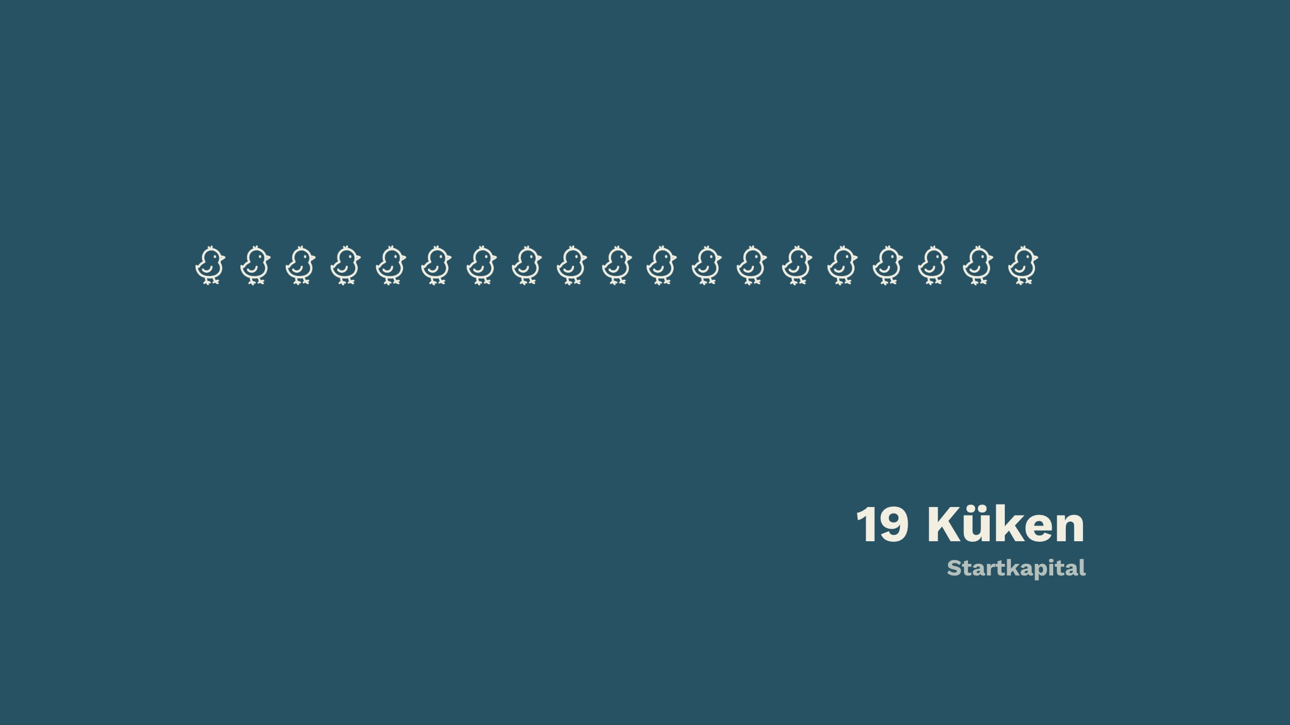 Animation: 19 gezeichnete Küken erscheinen nacheinander beim Scrollen.  
