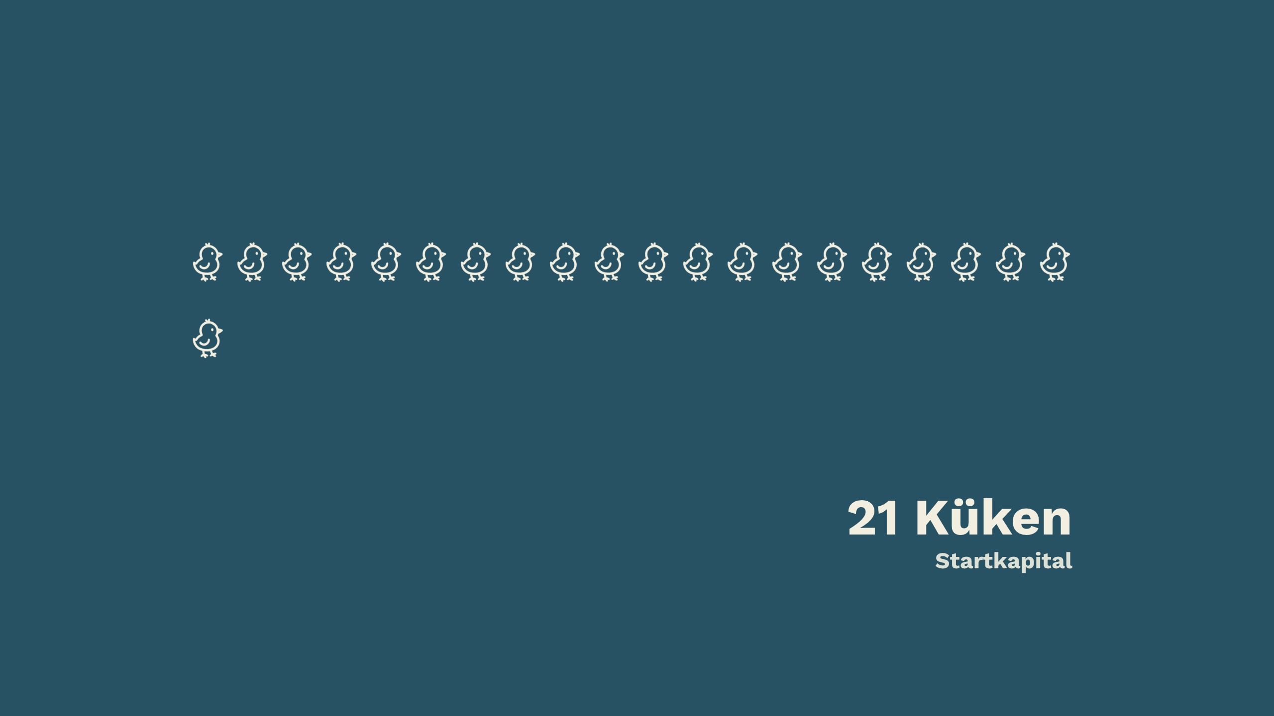 Animation: 21 gezeichnete Küken erscheinen nacheinander beim Scrollen.  