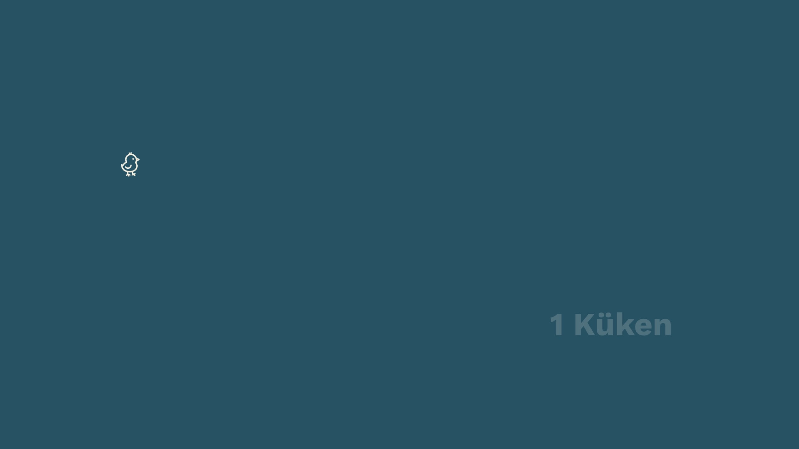 Animation: 1 gezeichnetes Küken erscheinen nacheinander beim Scrollen.  