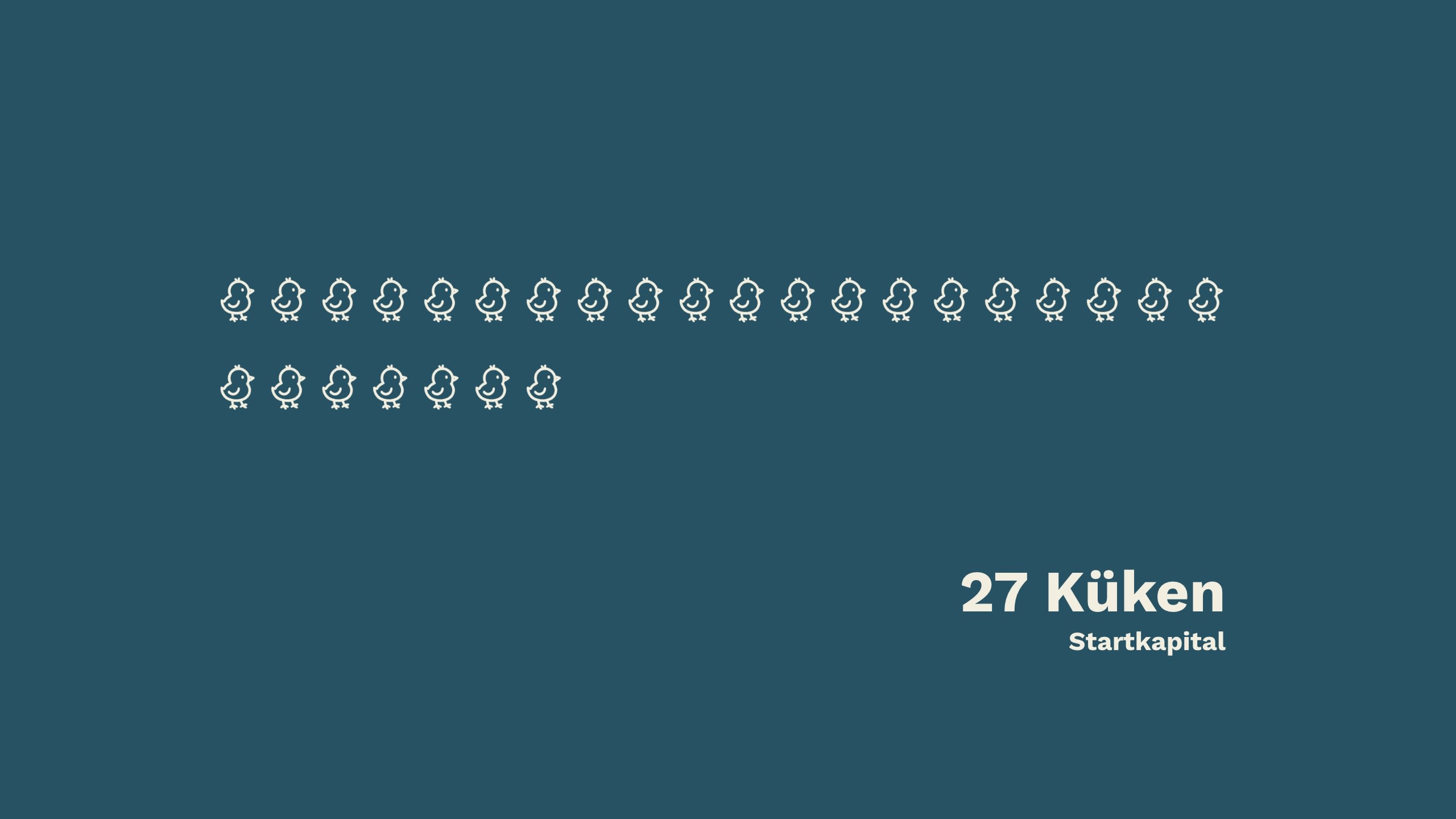 Animation: 27 gezeichnete Küken erscheinen nacheinander beim Scrollen.  