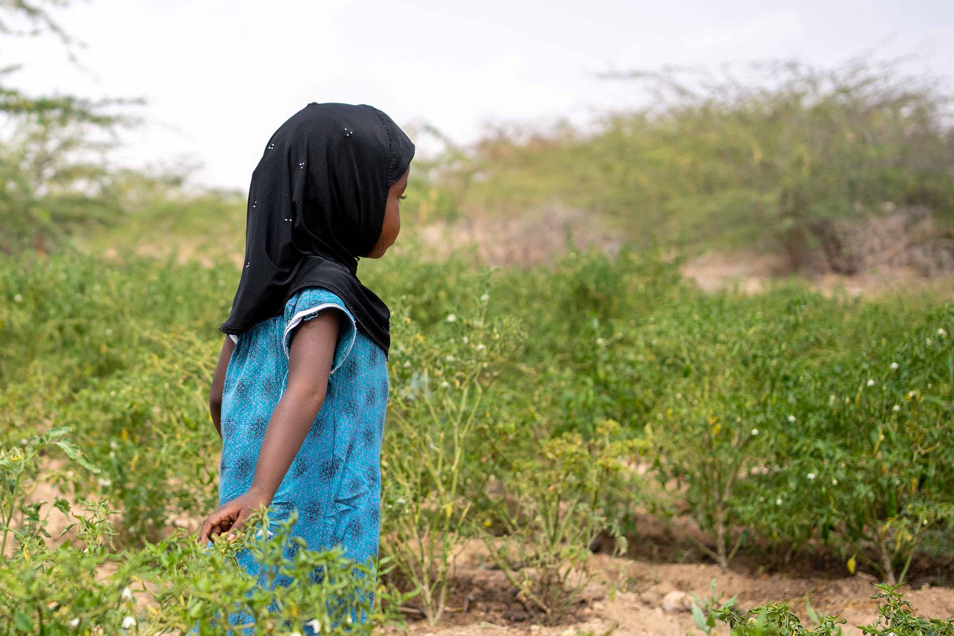 Mädchen in Somaliland läuft alleine über ein Feld. Foto: Lydia Mantler