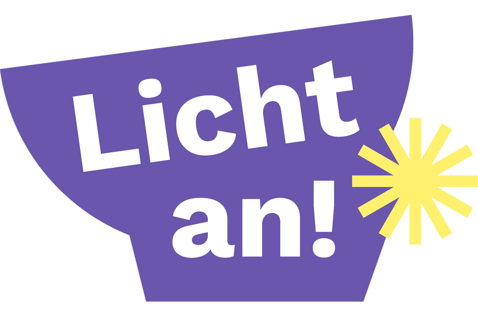 Grafik mit der Aufschrift "Licht an!"