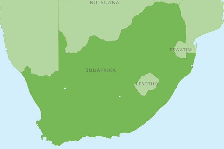 Karte: SOS-Kinderdörfer in Südafrika