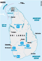 Karte: SOS-Kinderdörfer in Sri Lanka