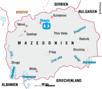 Karte: SOS-Kinderdörfer Mazedonien