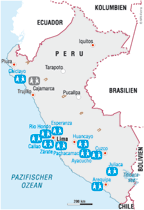 Karte SOS-Kinderdörfer in Peru