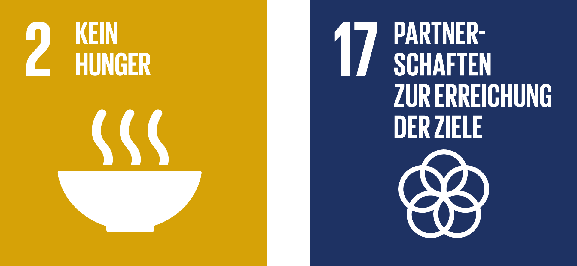 Icon: SDG 2 Kein Hunger, SDG 17 Partnerschaften