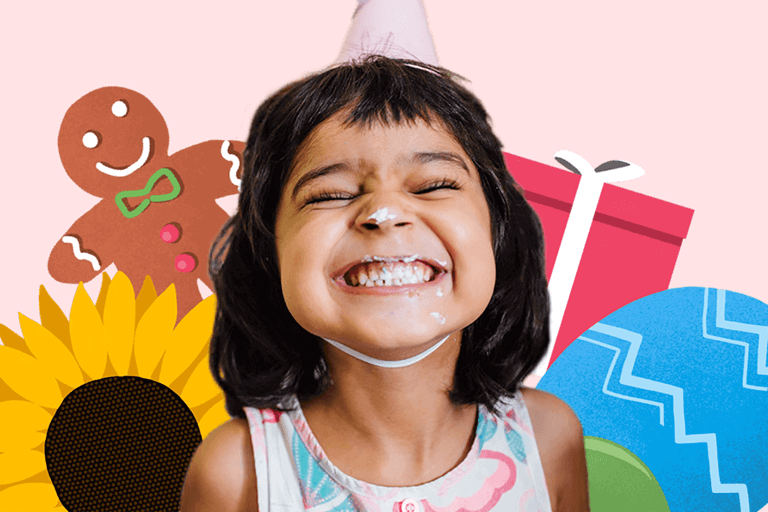 Kind freut sich über verschenkte Spende.