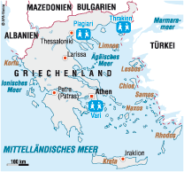 Karte: SOS-Kinderdörfer in Griechenland