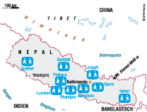 Karte SOS-Kinderdörfer Nepal