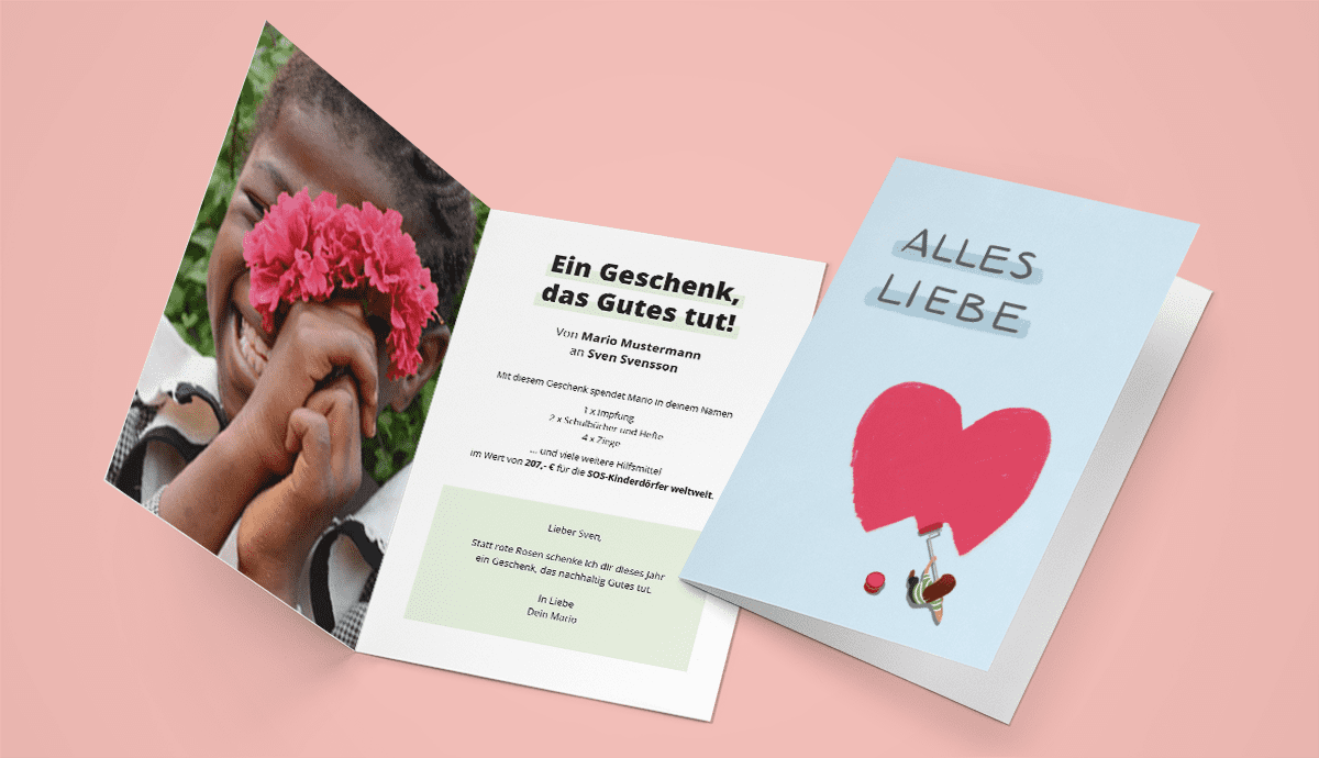 Valentinstag Grußkarte mit Geschenkspende