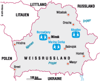 Karte: SOS-Kinderdörfer Weißrussland