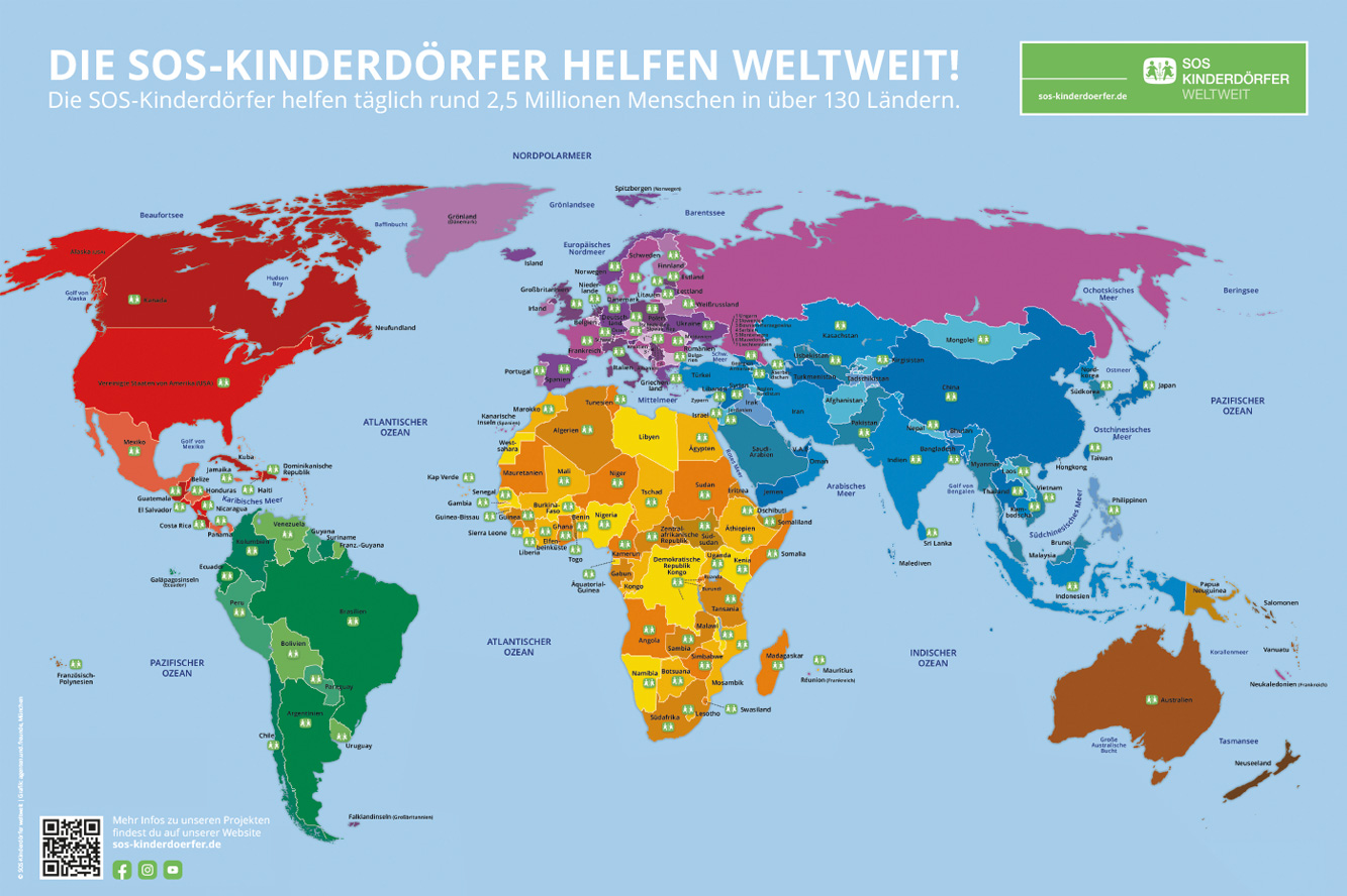Weltkarte SOS-Kinderdörfer weltweit