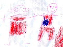 Der fünfjährige Vuyo im Selbstportrait mit seiner Freundin.