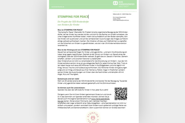 Vorlage Elternbrief "Stomping for Peace"