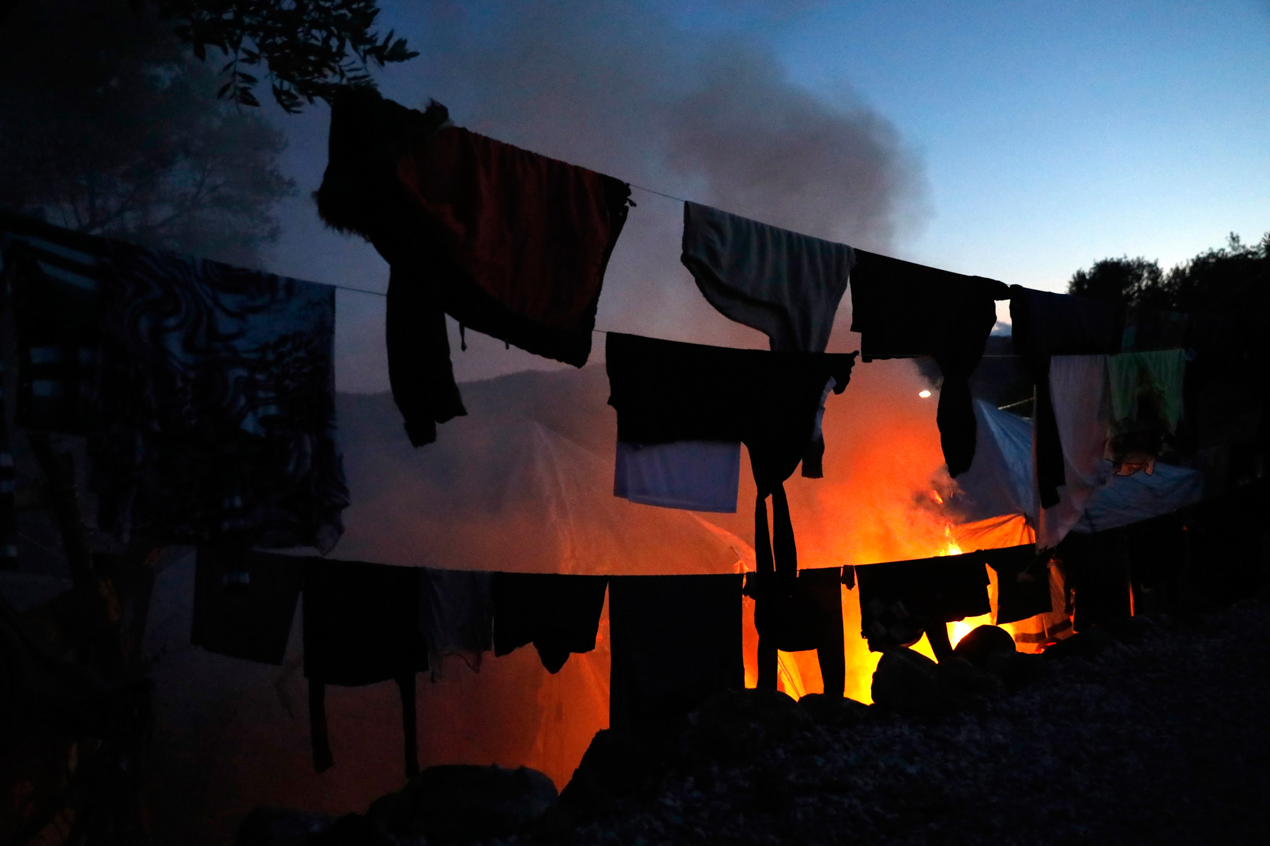 Feuer im Fluechtlingscamp Moria auf Lesbos