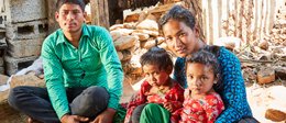 Familie in Nepal nach dem Erdbeben