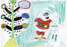 "Ich würde so gerne mal deinen langen weißen Bart aus der Nähe anschauen, lieber Weihnachtsmann!"
