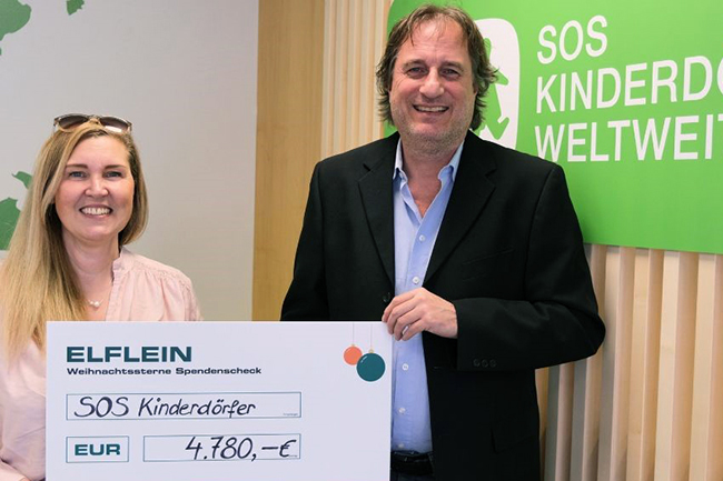 Scheckübergabe an die SOS-Kinderdörfer weltweit