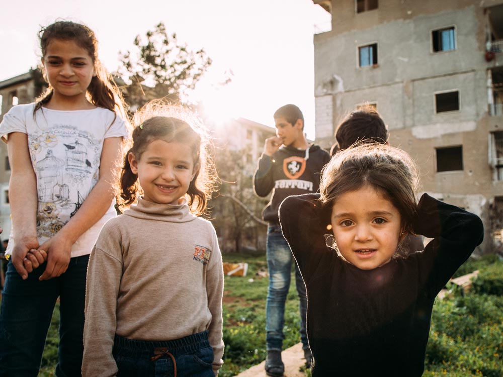 Kinder auf den Straßen von Aleppo
