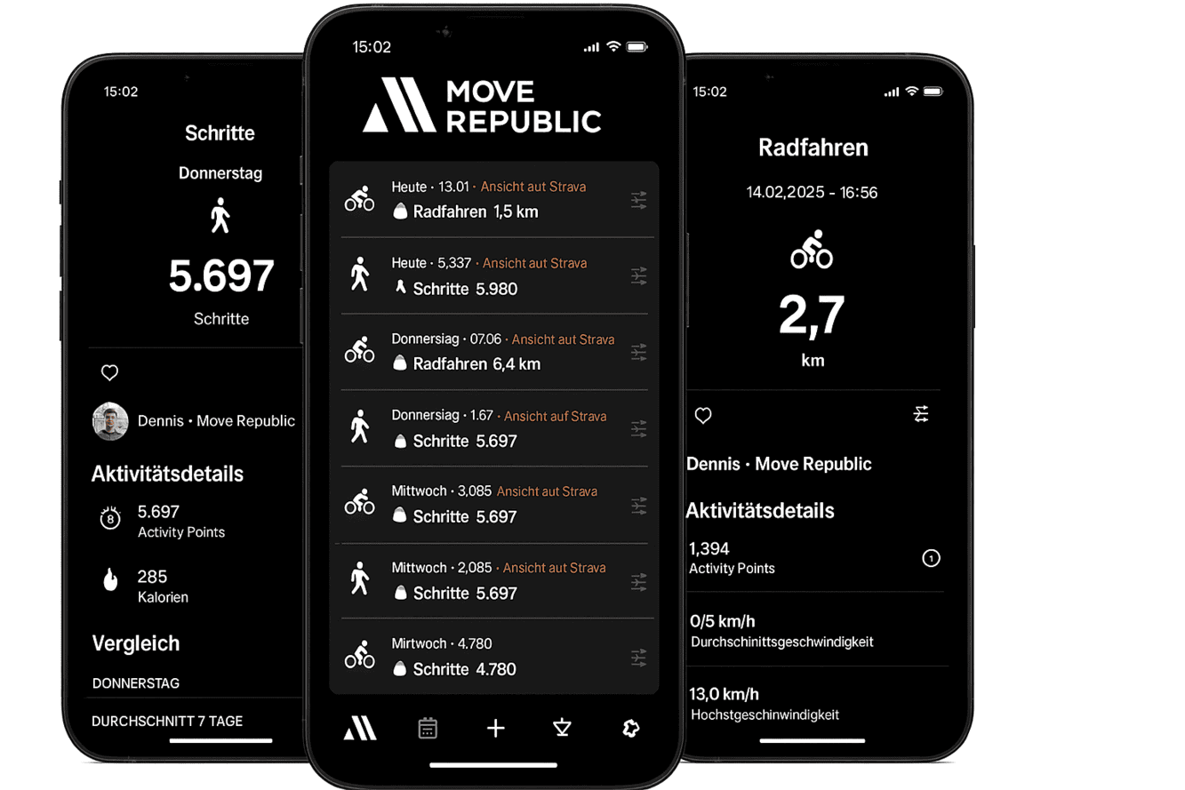 smartphone mit Screenshots der MoveRepublic App