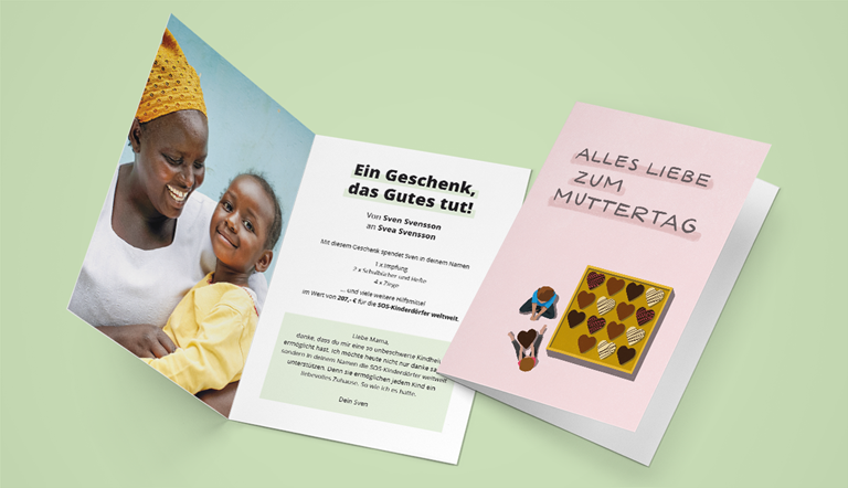 Muttertag Grußkarte mit Geschenkspende