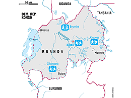 Karte: SOS-Kinderdörfer in Ruanda